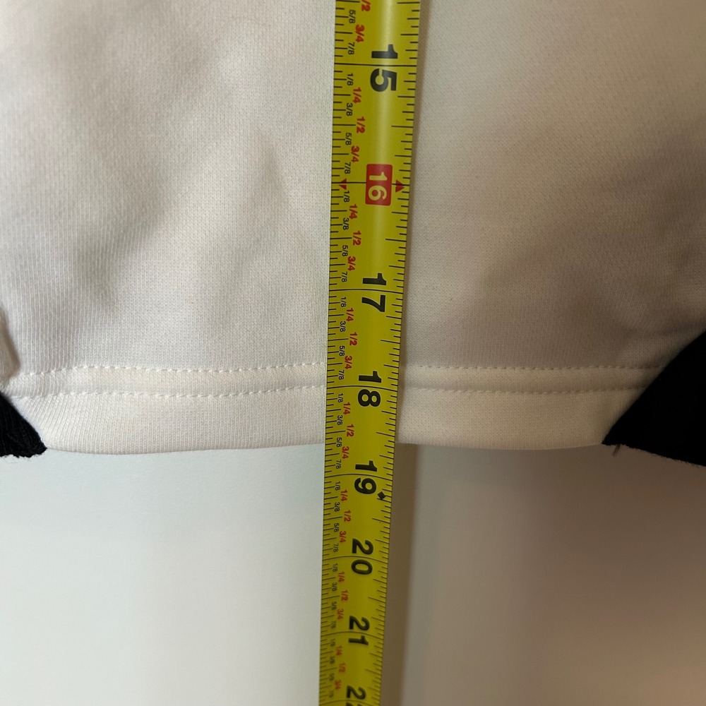Women's Medium Nike Oversized Neon Stitch Fleece Cropped Hoodie Black White - Picture 7 of 7